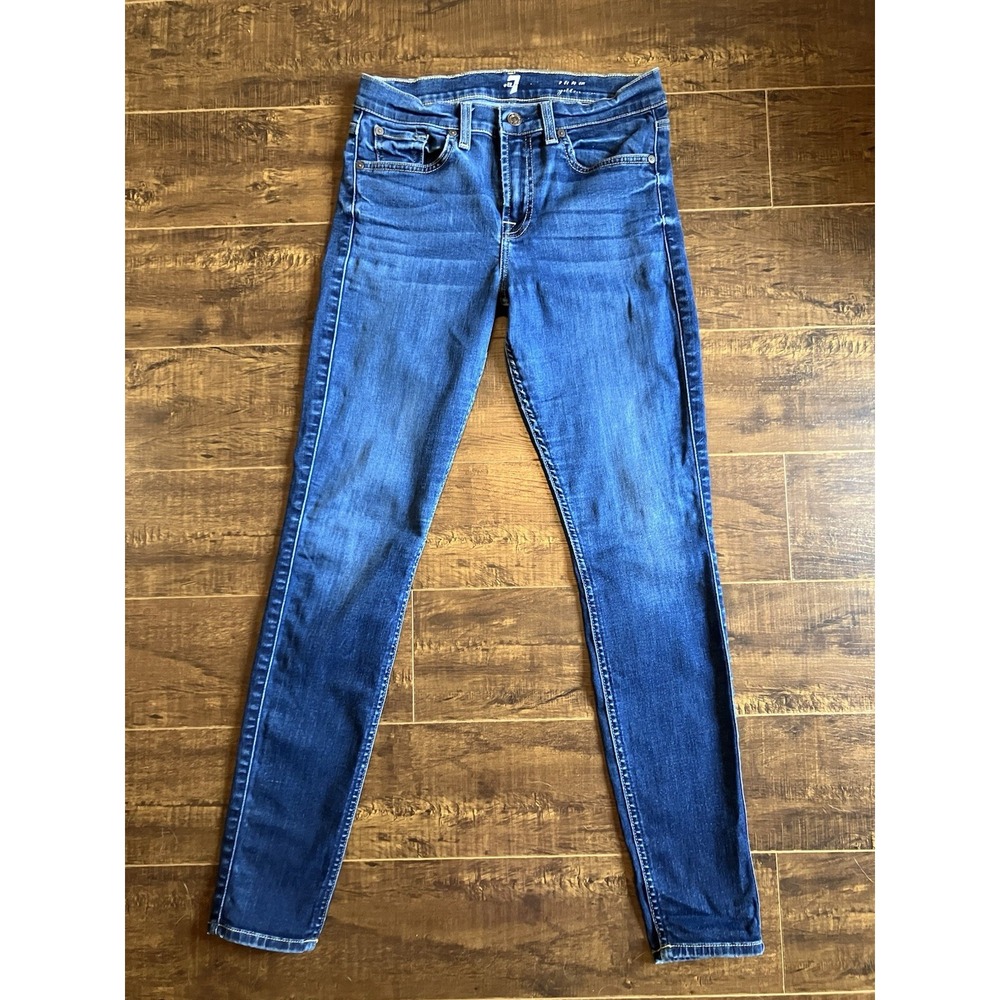 7 For All Mankind Skinny Jeans Women's 29 Blue Stretch Denim Low Rise